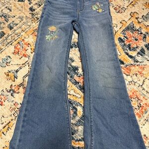 Wonder Nation Blue Flare Jeans with Floral Accents